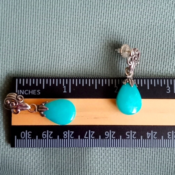*Sold-Do not buy* CAROLYN POLLOCK AMAZONITE AND STERLING SILVER EARRING'S - Picture 4 of 5